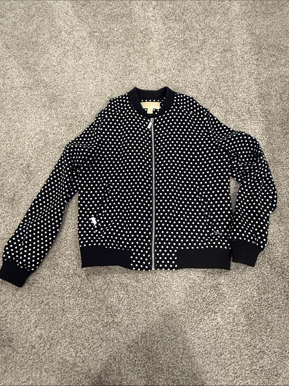 Michael Kors Black Bomber Jacket with White Polka Dots